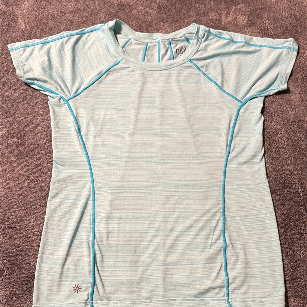 Athleta Girl Aqua Blue Seam Detail Top